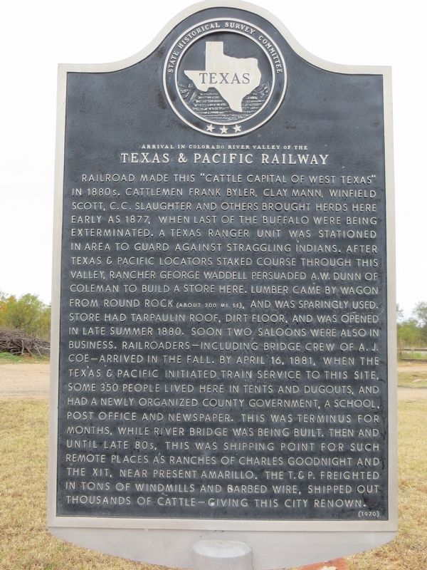 Texas & Pacific Railway Marker image. Click for full size.