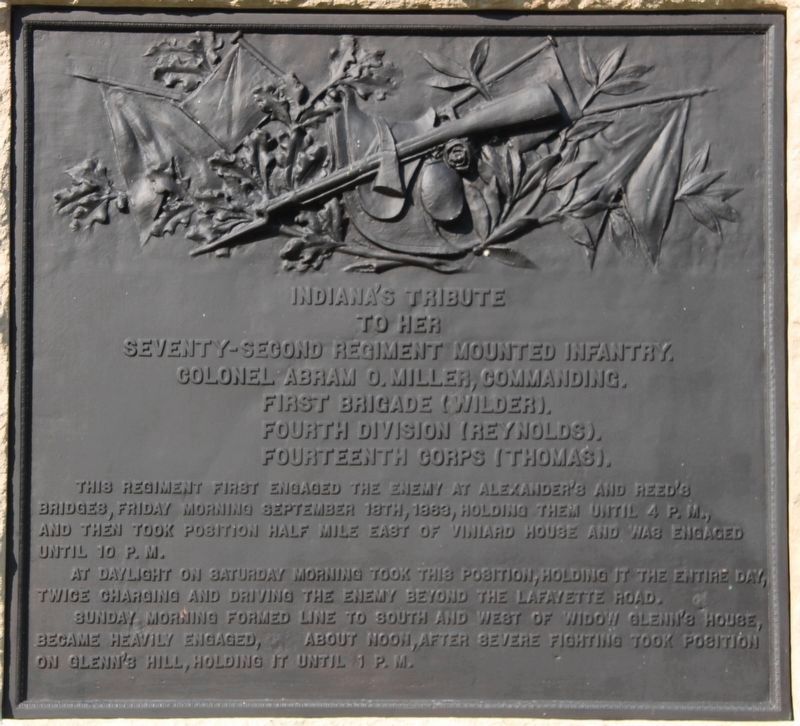 72nd Indiana Mounted Infantry Marker image. Click for full size.
