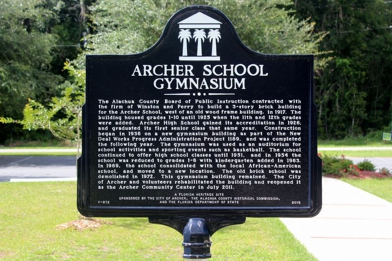 Archer School Gymnasium Marker image. Click for full size.