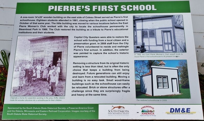 Pierre's First School Marker image. Click for full size.