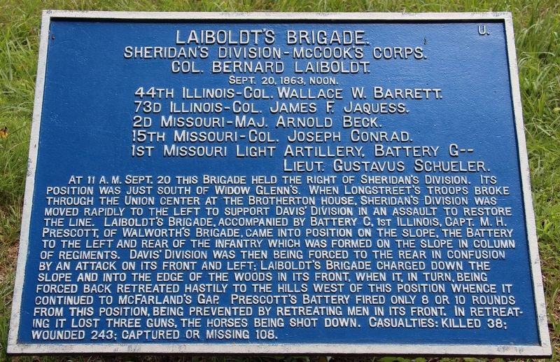Laiboldt's Brigade Marker. Click for full size. Laiboldt's Brigade Marker image. Click for full size.