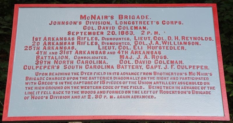 McNair's Brigade Marker image. Click for full size.