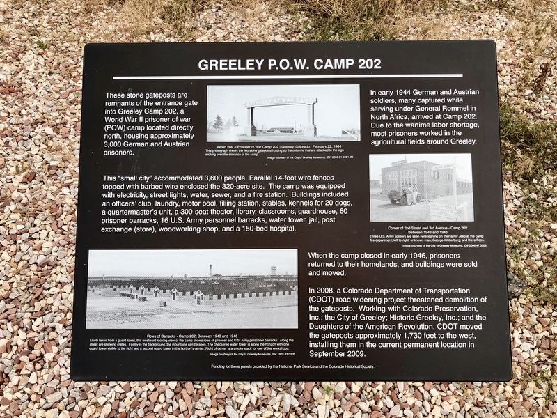 Greeley P.O.W. Camp 202 Marker image. Click for full size.
