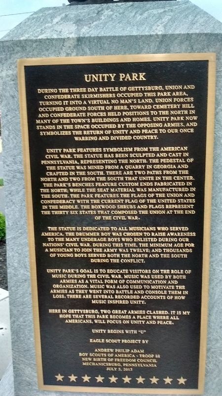Unity Park Marker. Click for full size. Unity Park Marker image. Click for full size.