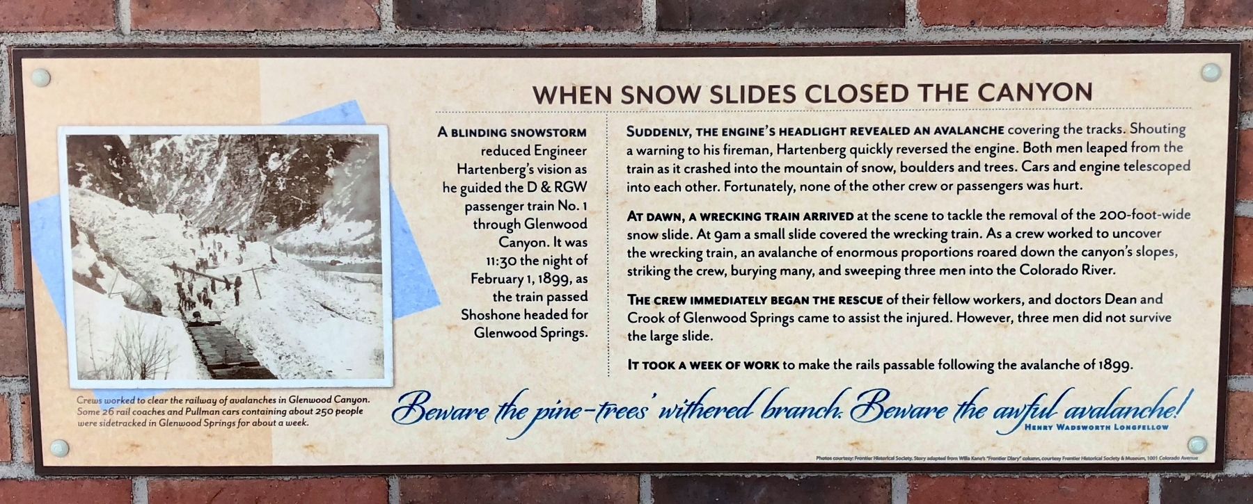 When Snow Slides Closed the Canyon Marker image. Click for full size.