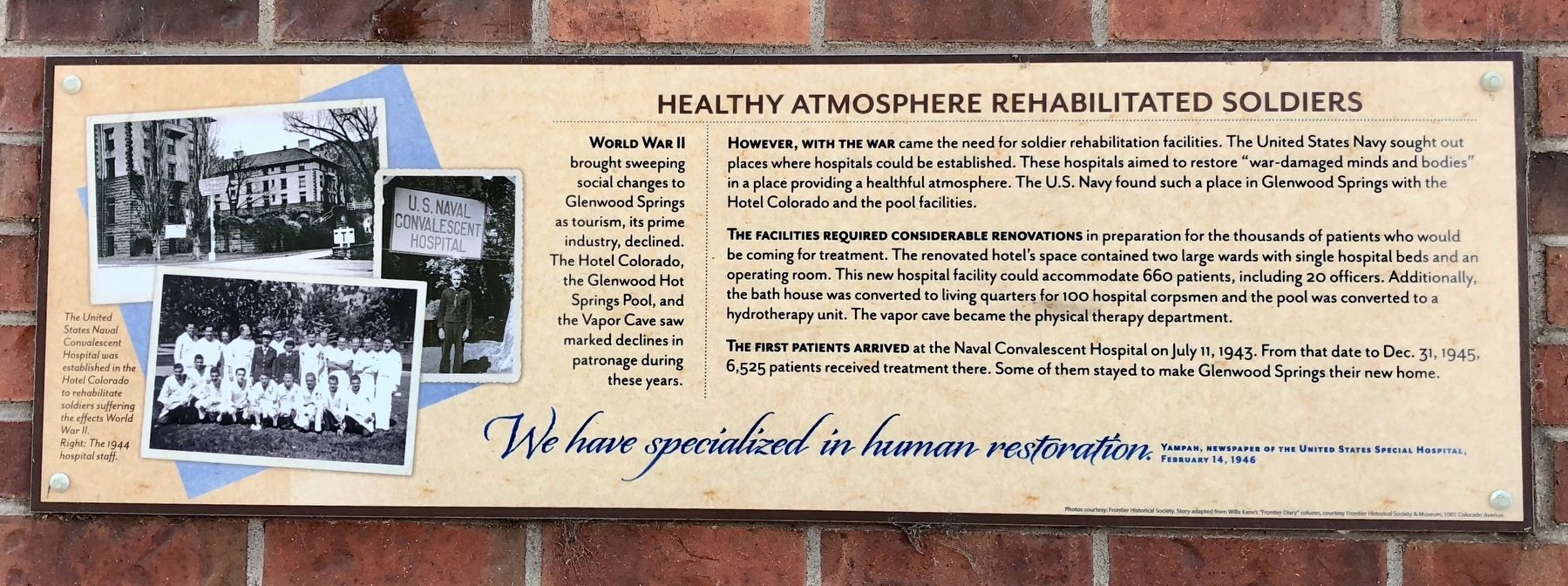 Healthy Atmosphere Rehabilitated Soldiers Marker image. Click for full size.