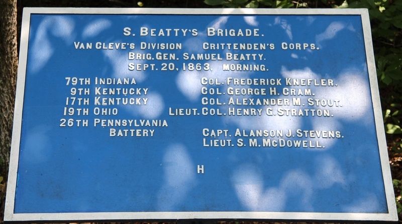 S. Beatty's Brigade Marker. Click for full size. S. Beatty's Brigade Marker image. Click for full size.