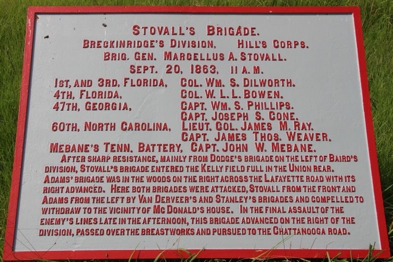 Stovall's Brigade Marker image. Click for full size.