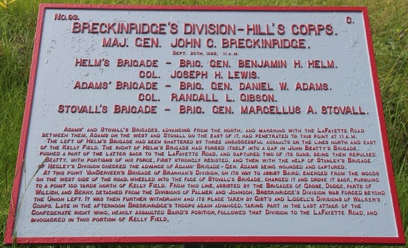 Breckinridge's Division Marker image. Click for full size.