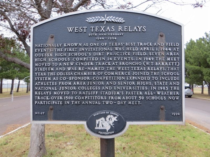 West Texas Relays Marker. Click for full size. West Texas Relays Marker image. Click for full size.