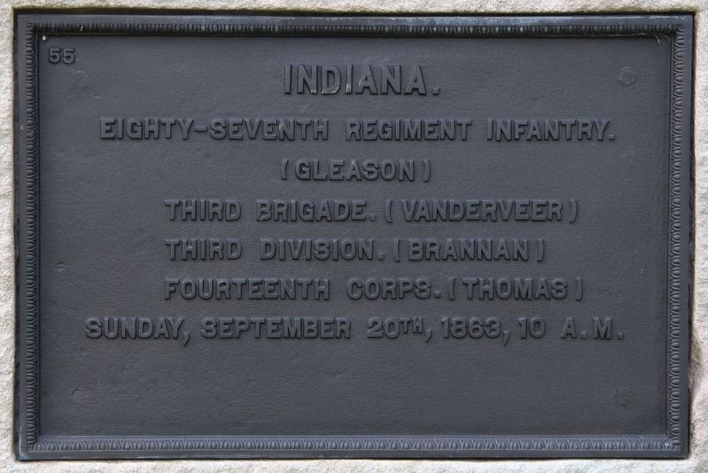 87th Indiana Infantry Marker. Click for full size. 87th Indiana Infantry Marker image. Click for full size.