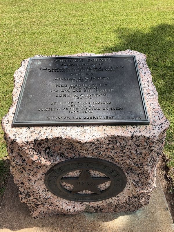 Wharton County Marker. Click for full size. Wharton County Marker image. Click for full size.