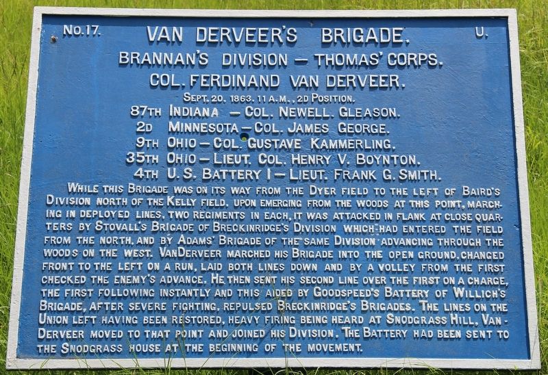 Van Derveer's Brigade Marker image. Click for full size.