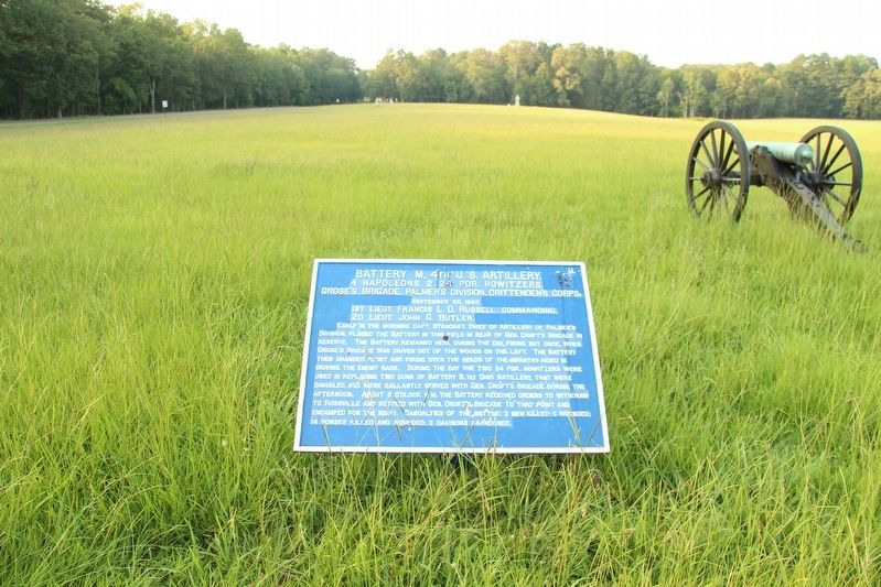 Battery M, 4th U.S. Artillery Marker. Click for full size. Battery M, 4th U.S. Artillery Marker image. Click for full size.