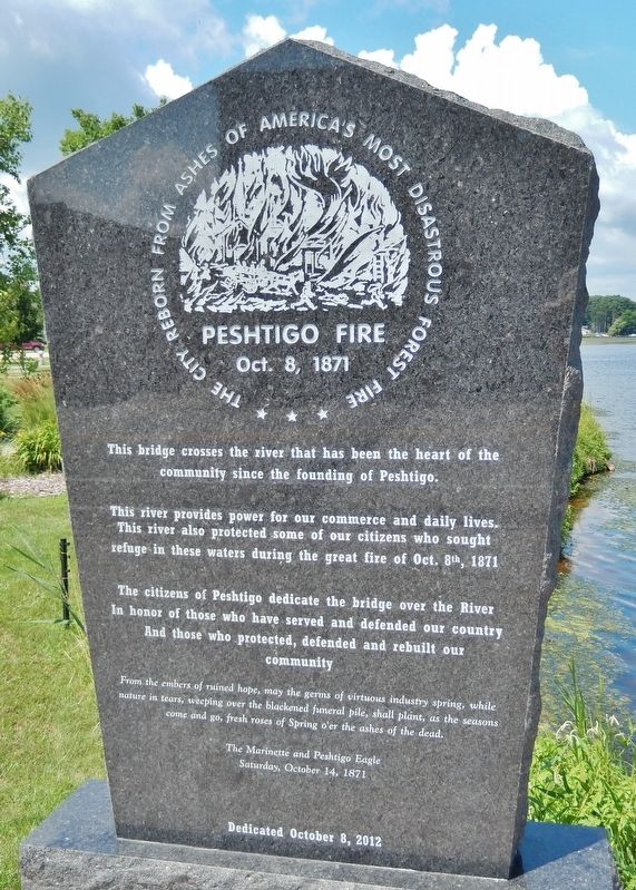 Peshtigo Fire Marker. Click for full size. Peshtigo Fire Marker image. Click for full size.