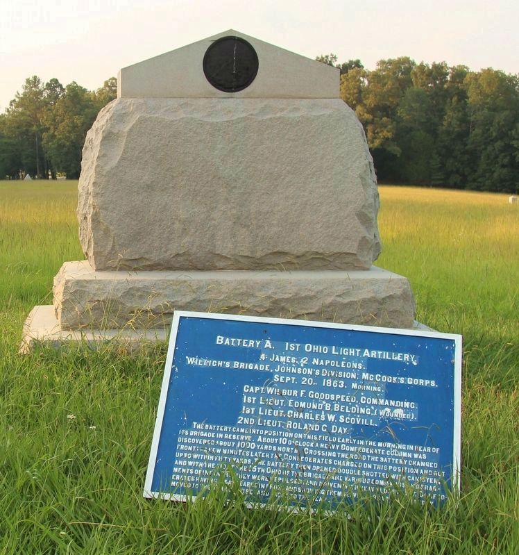 Battery A, 1st Ohio Light Artillery Marker image. Click for full size.