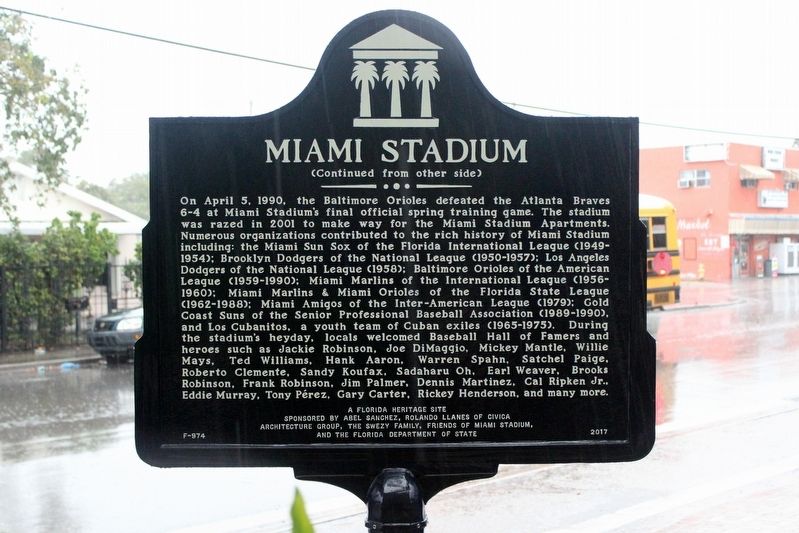 Miami Stadium Marker-Side 2. Click for full size. Miami Stadium Marker-Side 2 image. Click for full size.