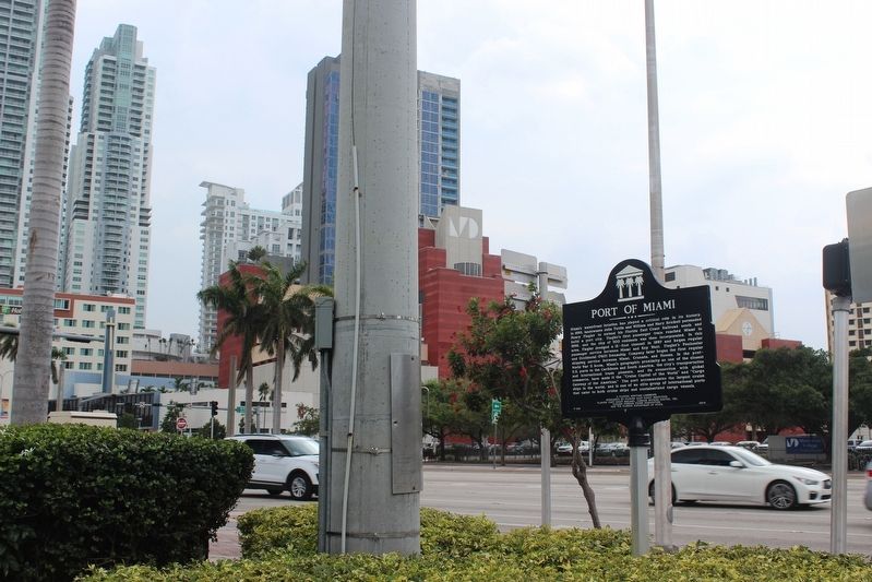 Port of Miami Marker looking toward downtown Miami. Click for full size. Port of Miami Marker looking toward downtown Miami image. Click for full size.