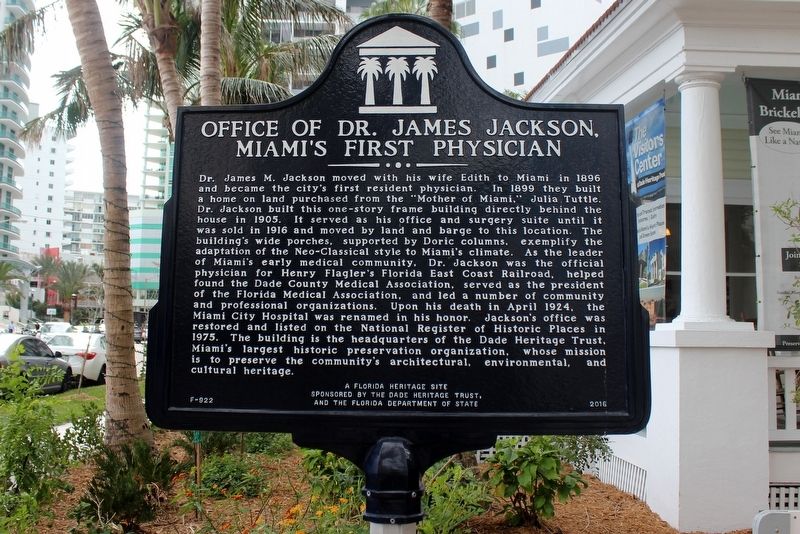 Office of Dr. James Jackson, Miami's First Physician Marker image. Click for full size.