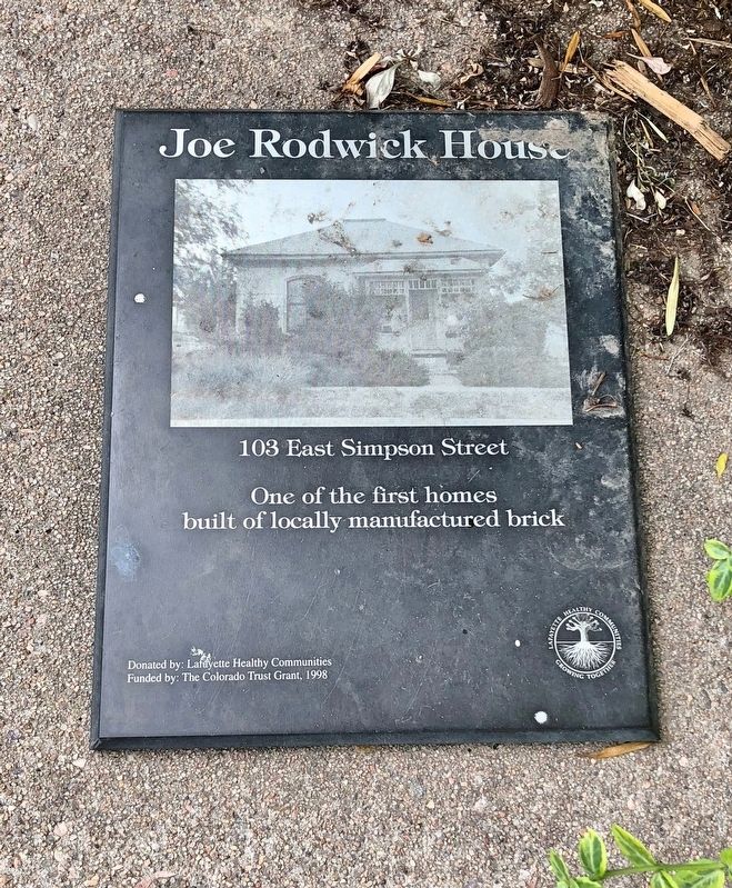 Joe Rodwick House Marker image. Click for full size.