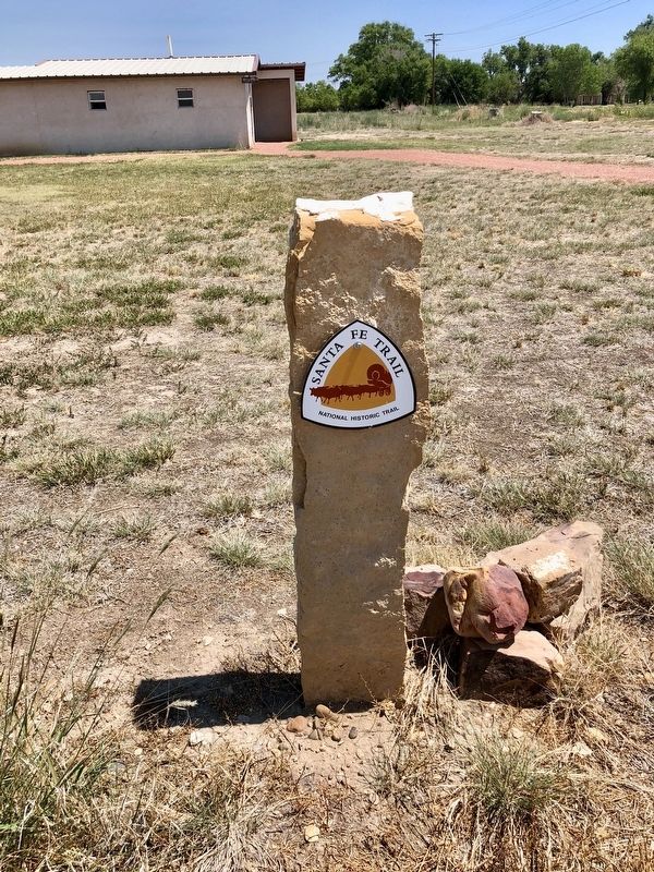 Santa Fe Trail marker at Boggsville. image. Click for full size.
