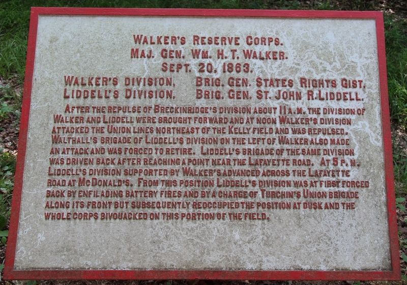 Walker's Reserve Corps Marker image. Click for full size.