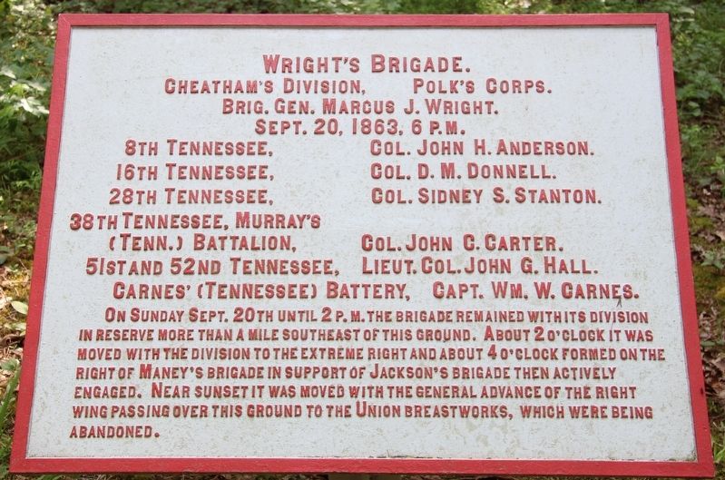 Wright's Brigade Marker image. Click for full size.