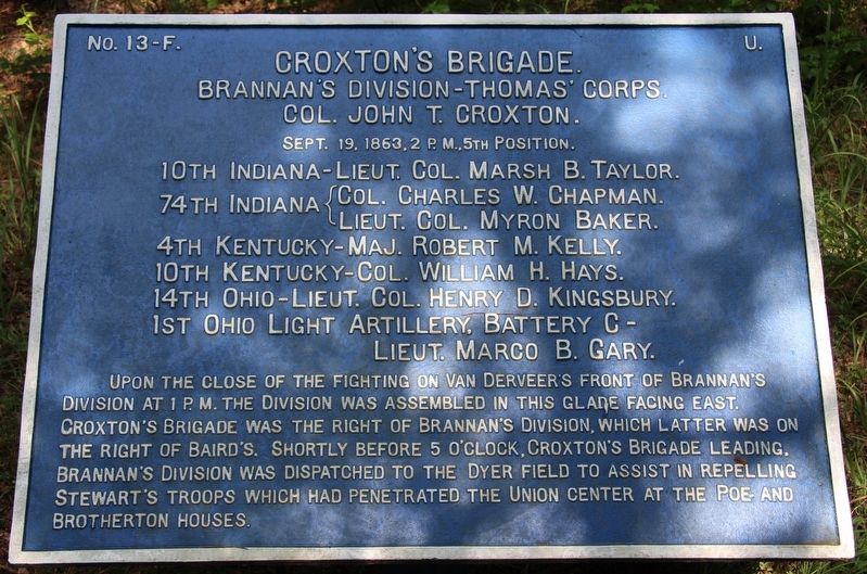 Croxton's Brigade Marker image. Click for full size.