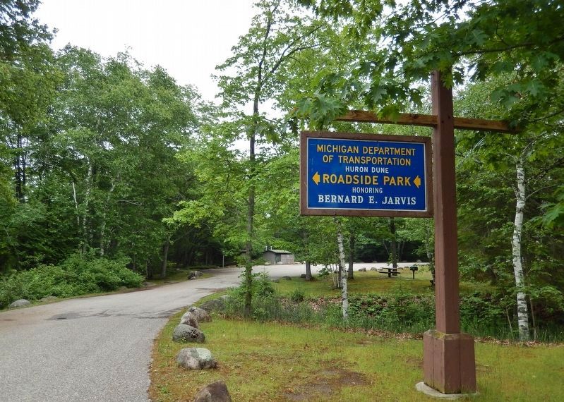 Huron Dune Roadside Park Sign (<i>across parking lot from marker</i>) image. Click for full size.