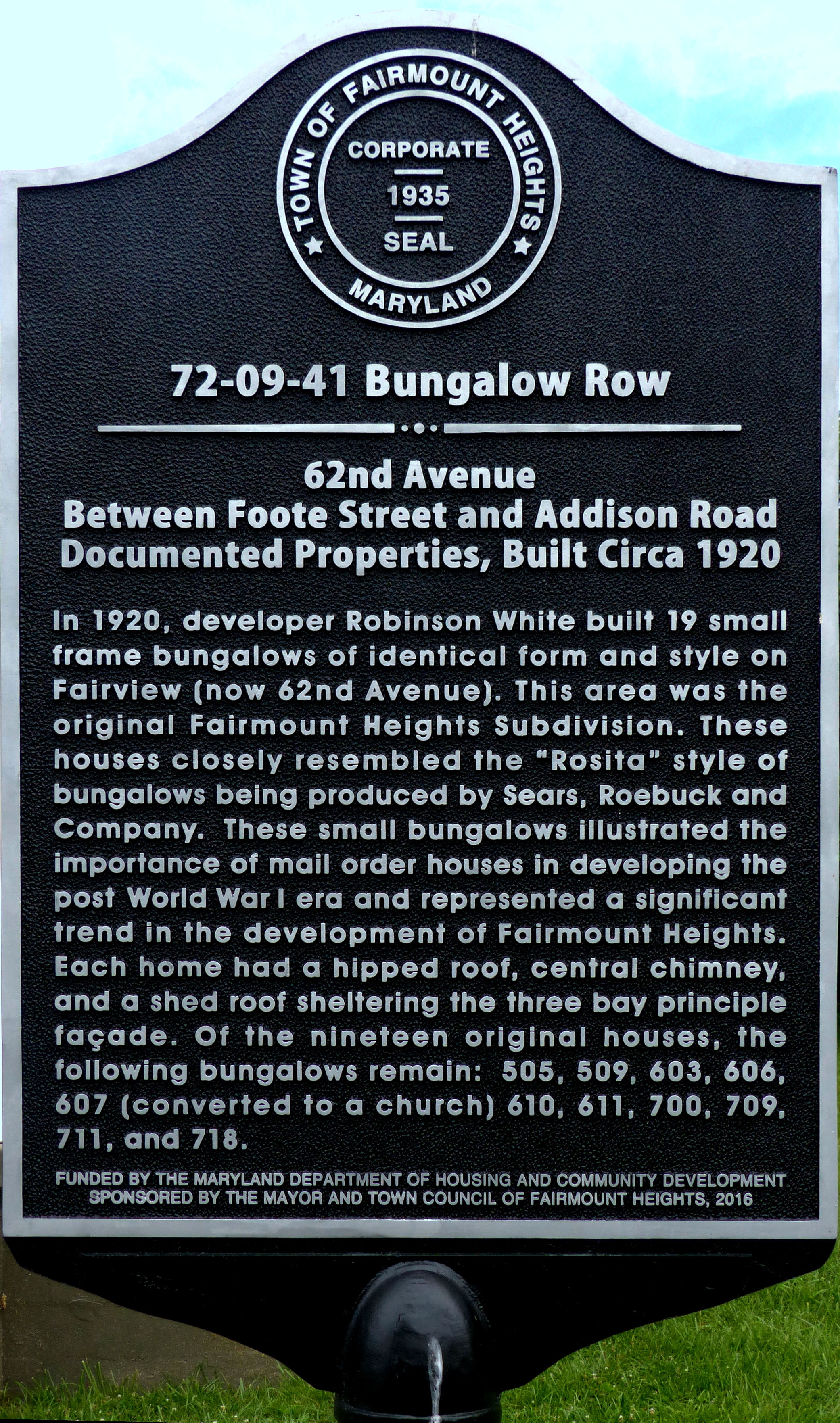 Bungalow Row Marker