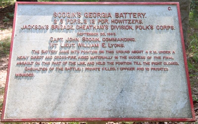 Scogin's Georgia Battery Marker. Click for full size. Scogin's Georgia Battery Marker image. Click for full size.