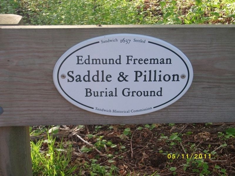 Edmund Freeman Saddle & Pillion Burial Ground Marker image. Click for full size.