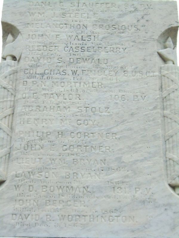 Civil War Memorial Honored Dead. Click for full size. Civil War Memorial Honored Dead image. Click for full size.