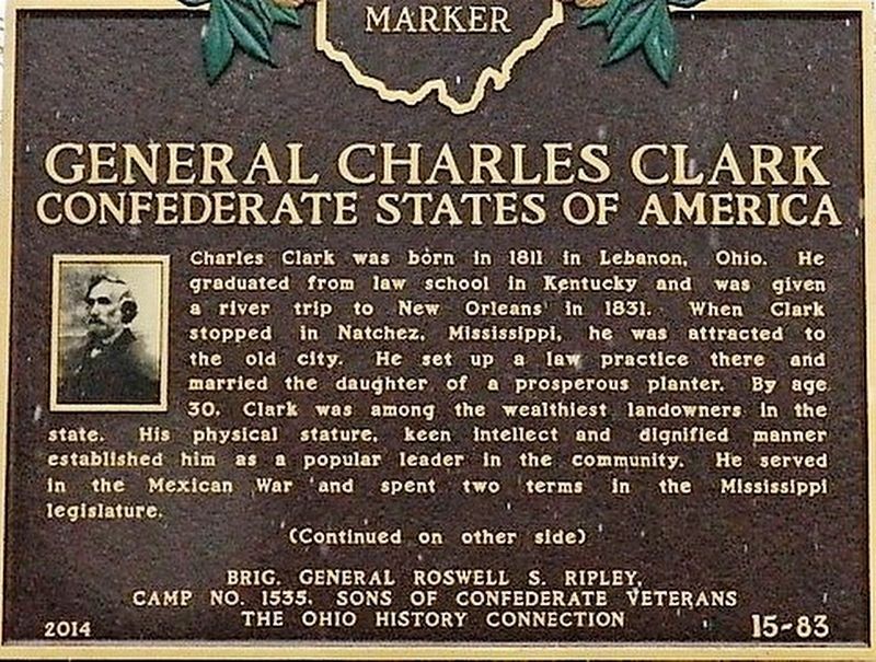 General Charles Clark Marker (side 1) image. Click for full size.