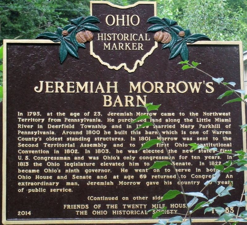 Jeremiah Morrow's Barn Marker image. Click for full size.