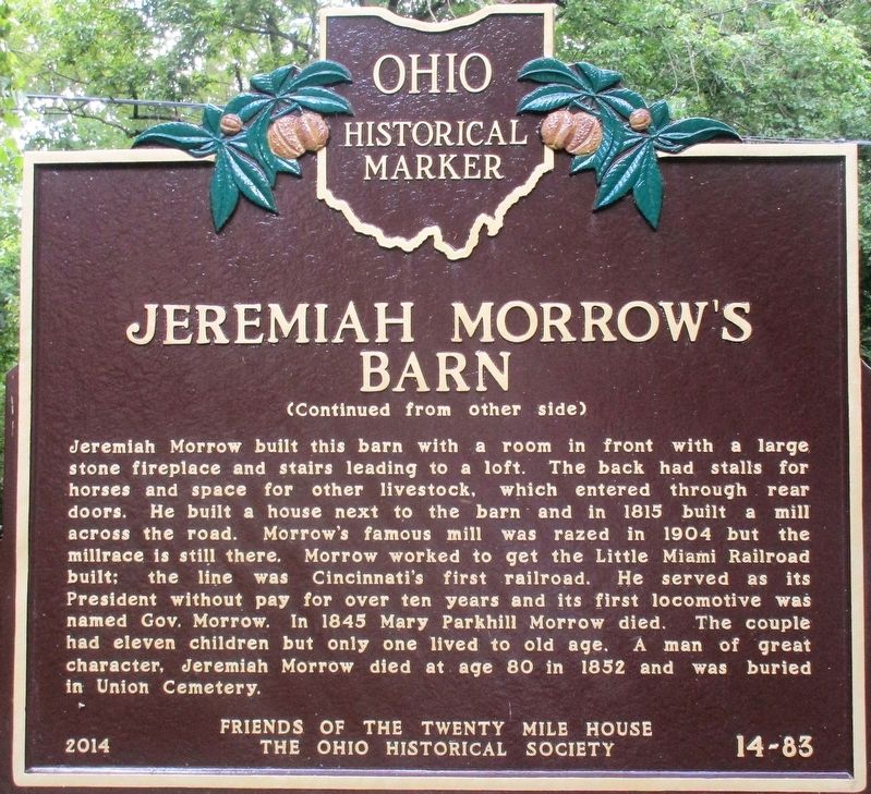 Jeremiah Morrow's Barn Marker image. Click for full size.