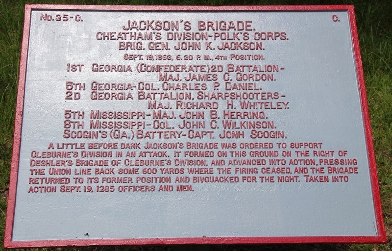 Jackson's Brigade Marker. Click for full size. Jackson's Brigade Marker image. Click for full size.