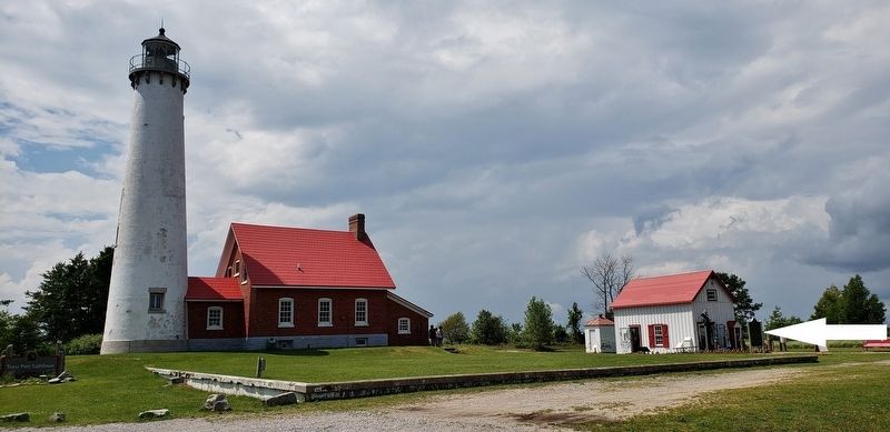 Tawas Point Light Station (<i>west side view; marker visible at far right</i>) image. Click for full size.