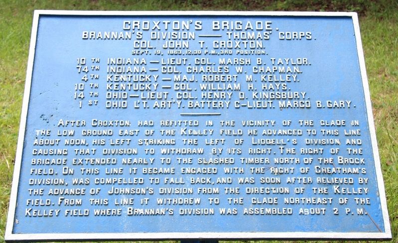 Croxton's Brigade Marker. Click for full size. Croxton's Brigade Marker image. Click for full size.