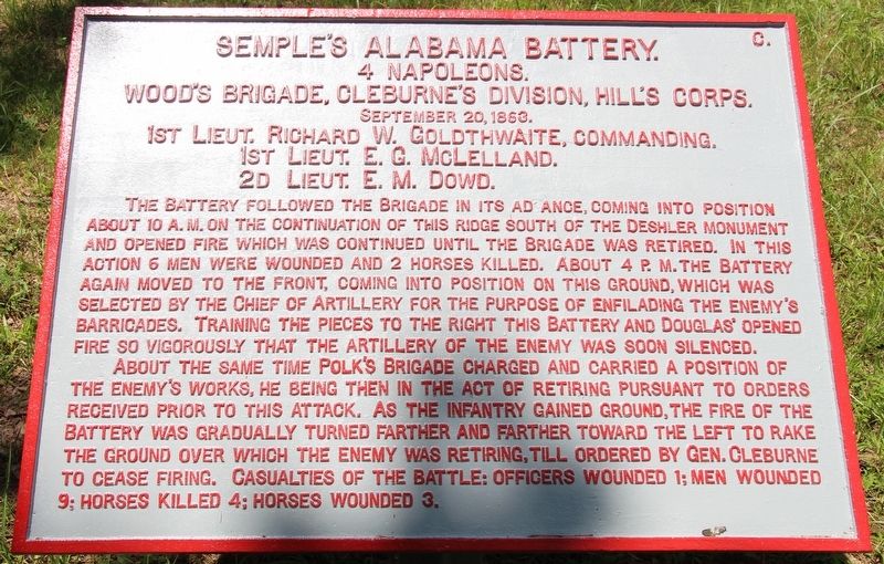 Semple's Alabama Battery Marker image. Click for full size.