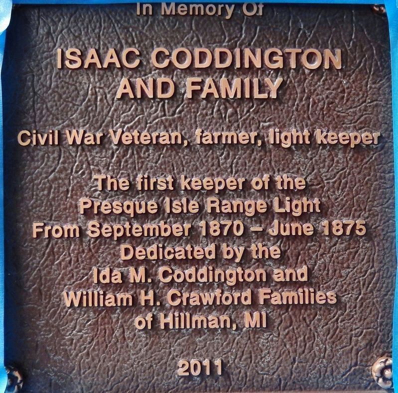 Isaac Coddington Memorial Plaque<br>(<i>on right side of light house</i>) image. Click for full size.