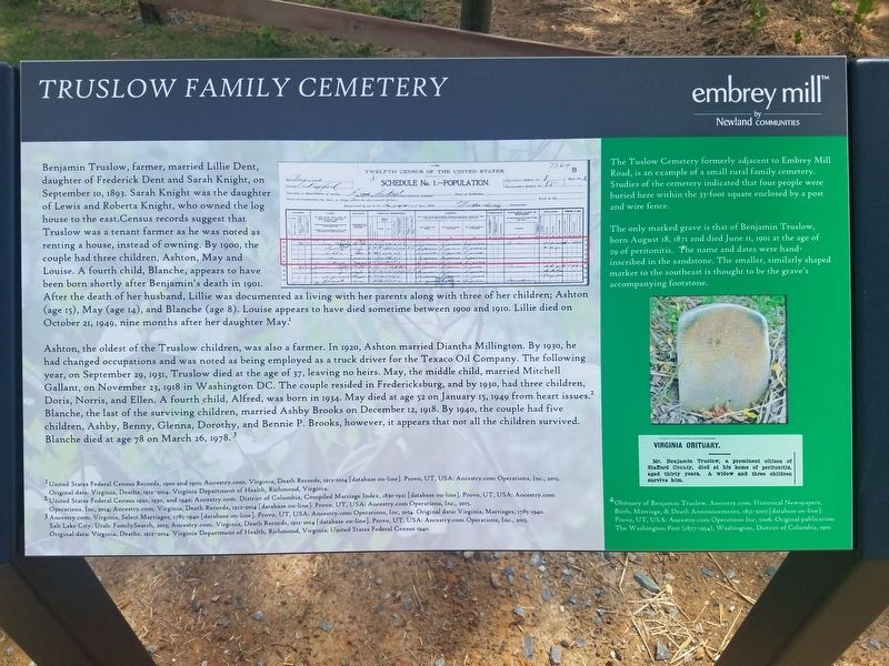 Truslow Family Cemetery Marker image. Click for full size.