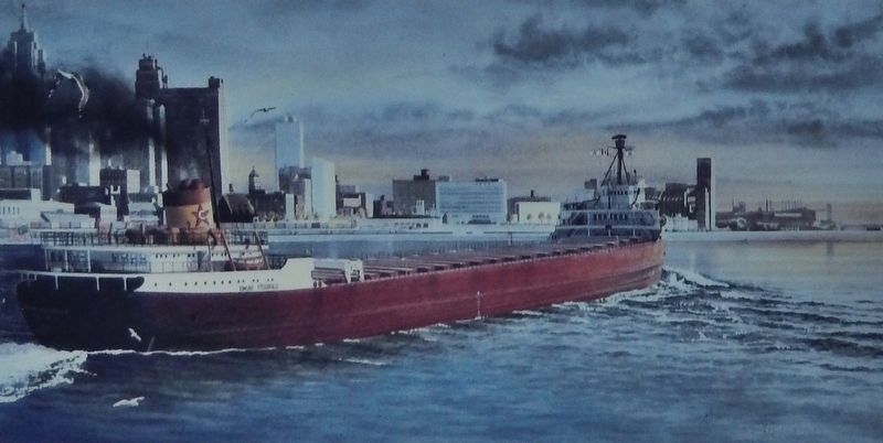 Marker detail: ”Edmund Fitzgerald”, Artist: Greg Tisdale, 1985. Click for full size. Marker detail: ”Edmund Fitzgerald”, Artist: Greg Tisdale, 1985 image. Click for full size.
