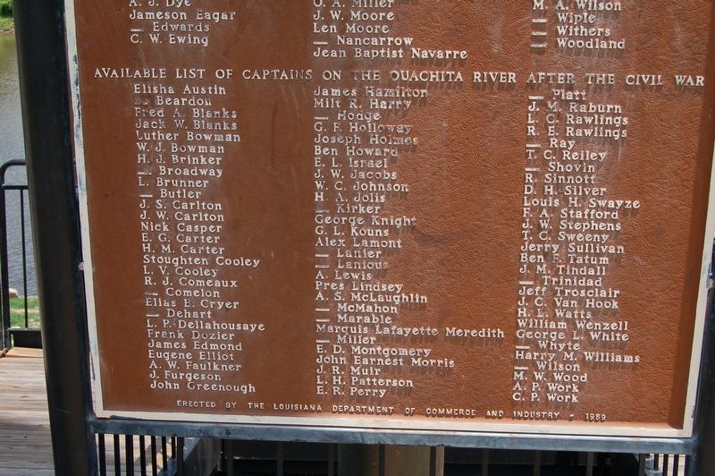 Ouachita River Steamboat Era Marker. Click for full size. Ouachita River Steamboat Era Marker image. Click for full size.