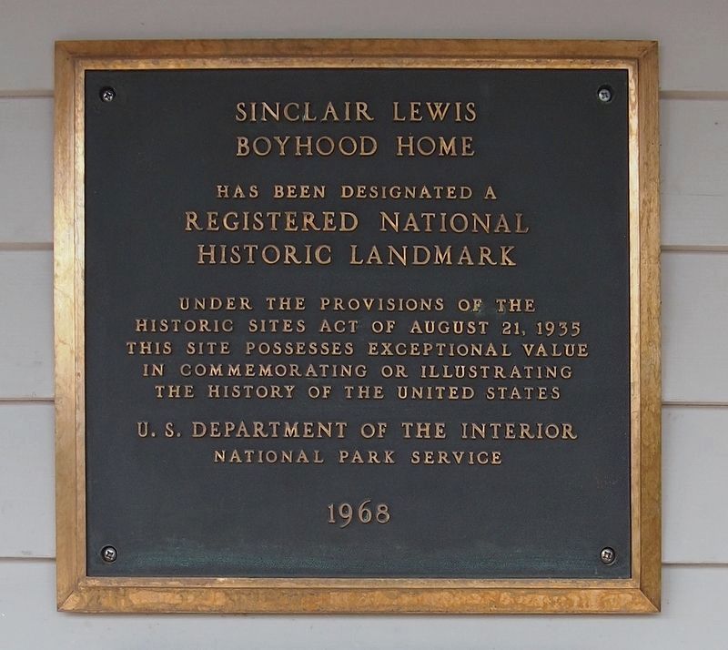 Sinclair Lewis Boyhood Home marker image. Click for full size.