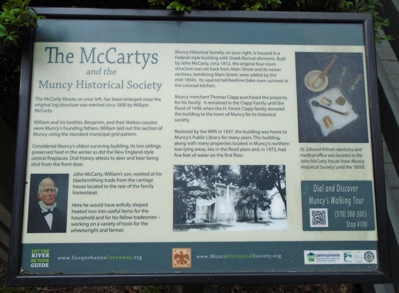 The McCartys and the Muncy Historical Society Marker image. Click for full size.