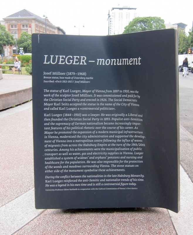 Lueger Denkmal / Lueger Monument Marker - English side image. Click for full size.