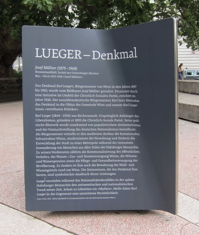 Lueger Denkmal / Lueger Monument Marker - German side image. Click for full size.