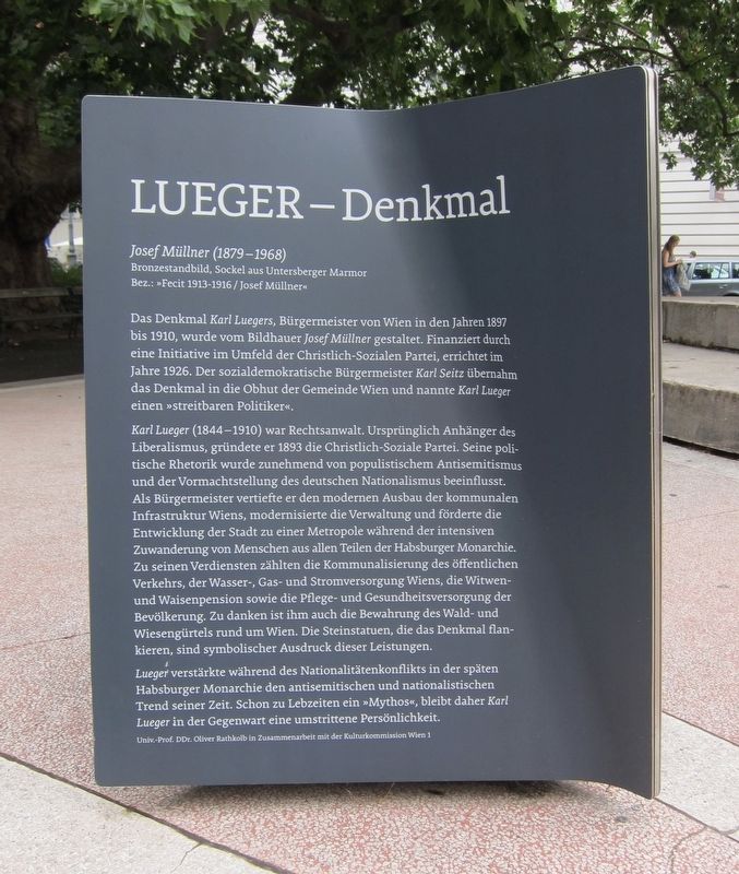 Lueger Denkmal / Lueger Monument Marker - German side. Click for full size. Lueger Denkmal / Lueger Monument Marker - German side image. Click for full size.