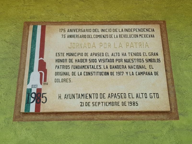 175th Anniversary of the Beginning of Mexican Independence Marker. Click for full size. 175th Anniversary of the Beginning of Mexican Independence Marker image. Click for full size.